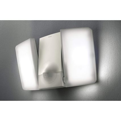 theben - LED Nástěnný reflektor se senzorem 2xLED/10W/230V bílá IP55
