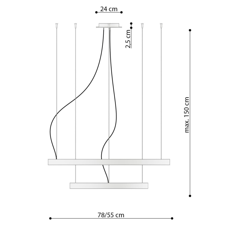 Thoro TH.176 - LED Lustr na lanku RIO LED/80W/230V CRI 90 3000K bílá