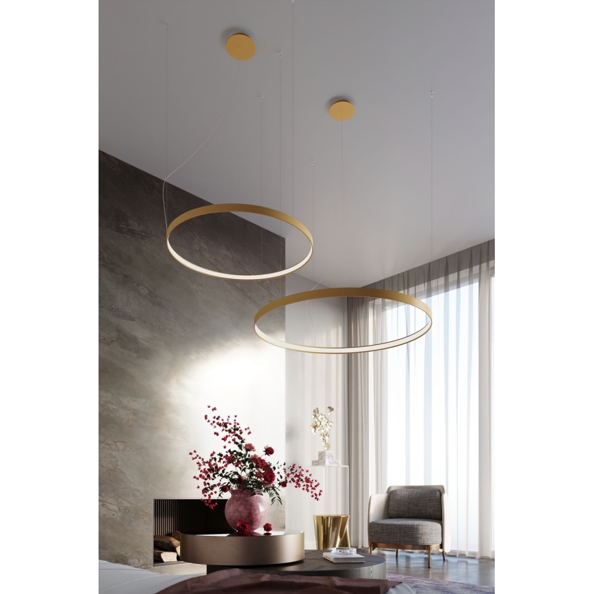 Thoro TH.216 - LED Lustr na lanku RIO LED/30W/230V CRI 90 3000K pr. 55 cm zlatá
