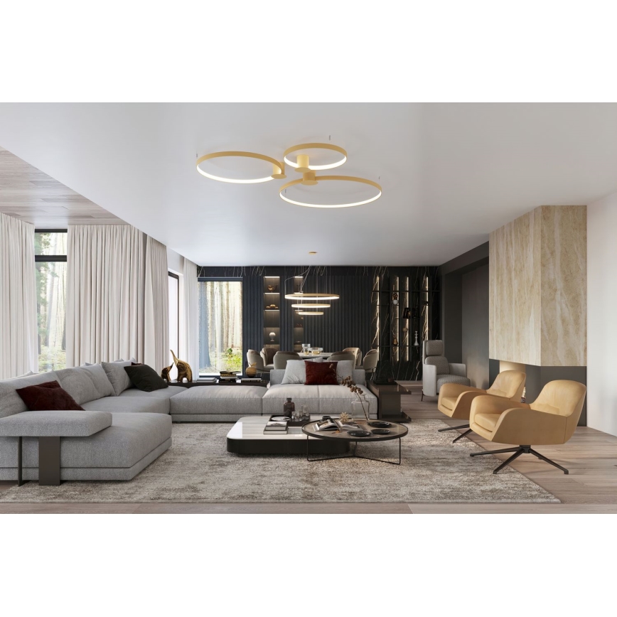 Thoro TH.222 - LED Stropní svítidlo RIO LED/30W/230V CRI 90 3000K pr. 55 cm zlatá