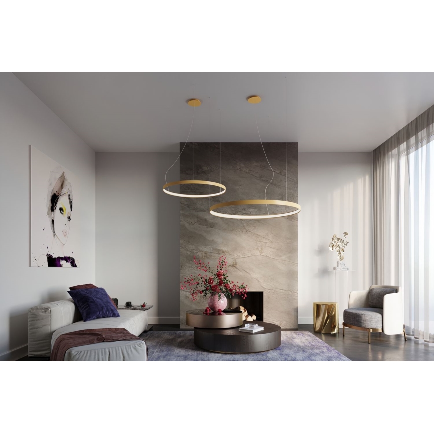 Thoro TH.223 - LED  Lustr na lanku RIO LED/21W/230V CRI 98 4000K pr. 55 cm zlatá