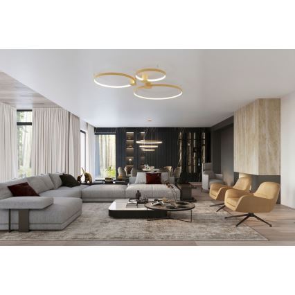 Thoro TH.224 - LED Stropní svítidlo RIO LED/50W/230V CRI 90 3000K pr. 78 cm zlatá