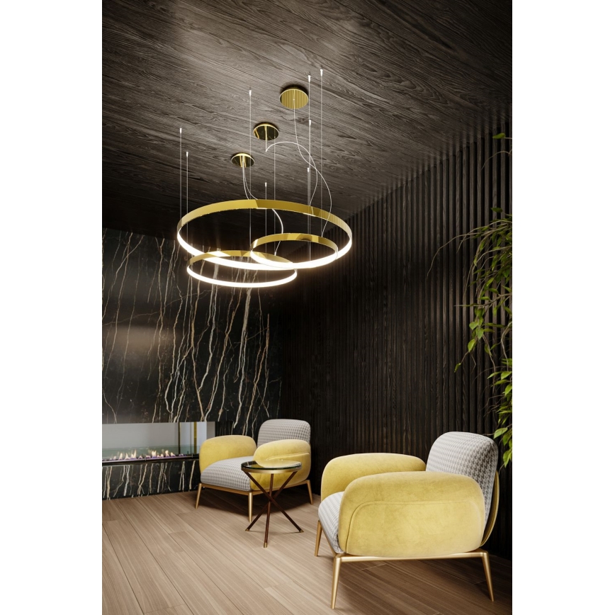 Thoro TH.246 - LED Lustr na lanku RIO LED/50W/230V CRI 90 3000K pr. 78 cm zlatá