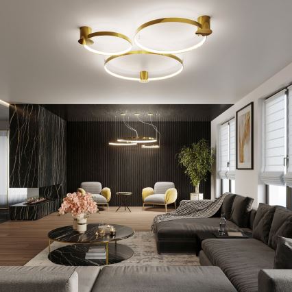 Thoro TH.252 - LED Stropní svítidlo RIO LED/50W/230V CRI 90 3000K pr. 78 cm zlatá