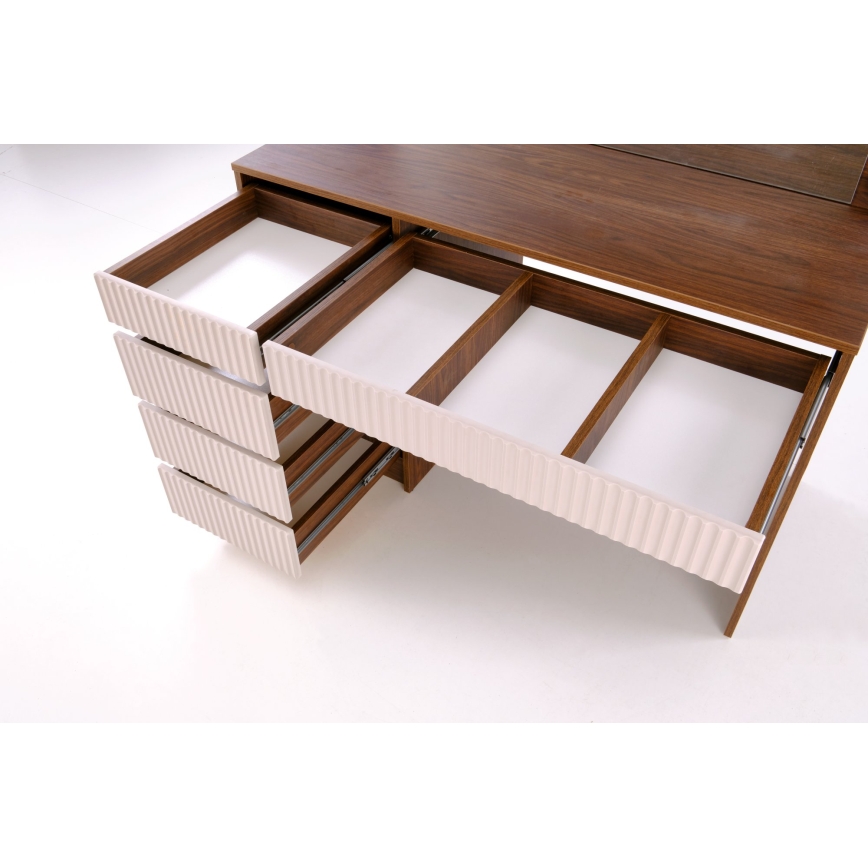 Toaletní stolek AMORIO 120x55 cm kašmír/dekor ořech