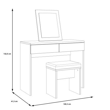 Toaletní stolek ERO 100x41 cm + taburet 45x30 cm hnědá/černá