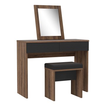 Toaletní stolek JUNO + taburet 45x29,6 cm hnědá/černá