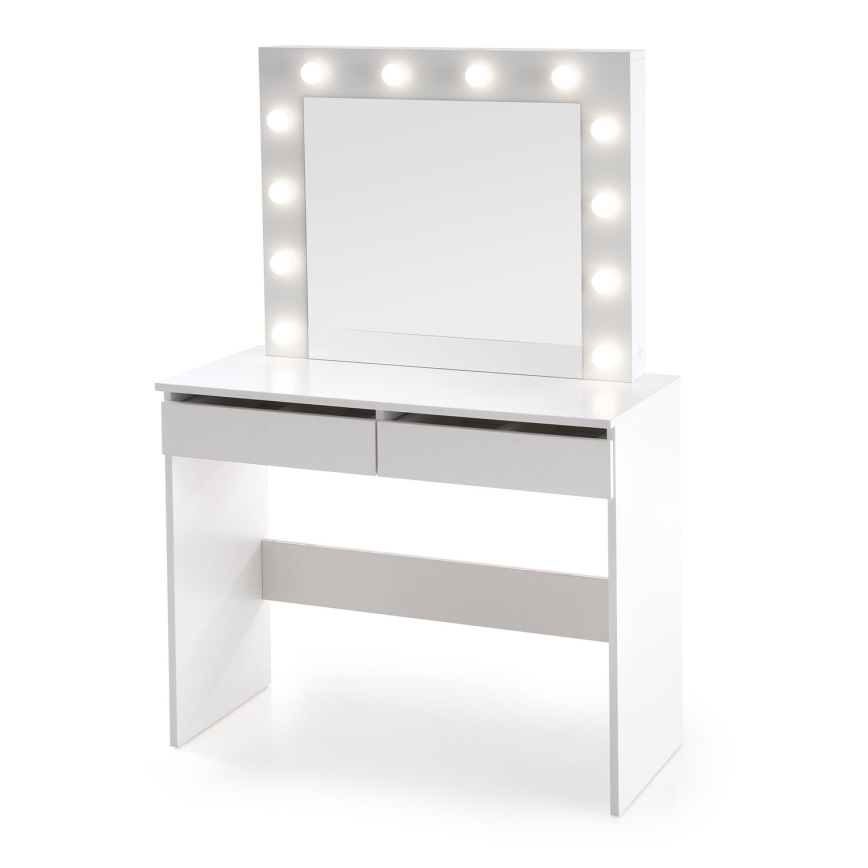 Toaletní stolek s LED osvětlením HOLLYWOOD 140x94 cm bílá