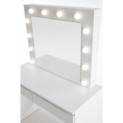 Toaletní stolek s LED osvětlením HOLLYWOOD 140x94 cm bílá