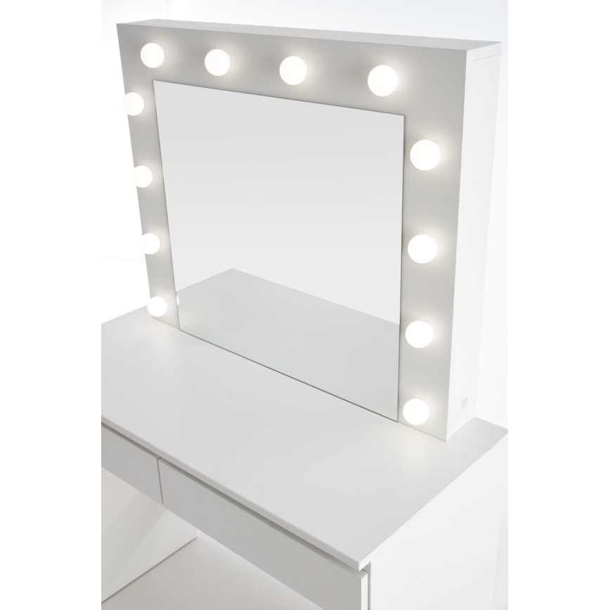 Toaletní stolek s LED osvětlením HOLLYWOOD 140x94 cm bílá