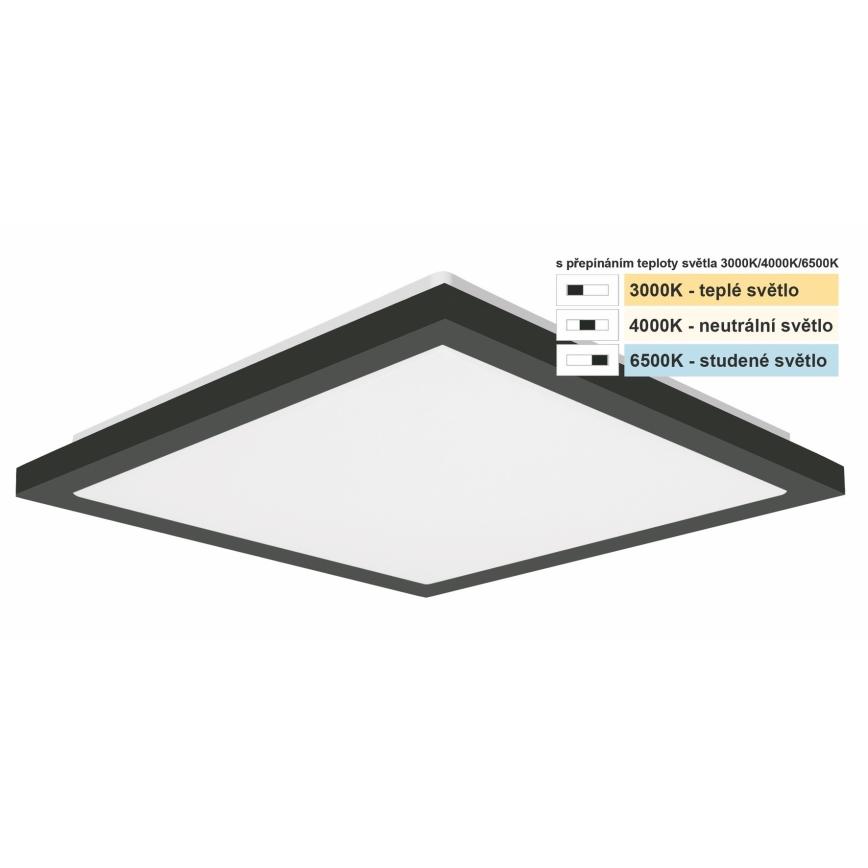 Top Light - LED Koupelnové stropní svítidlo ONYX LED/10W/230V IP44 3000/4000/6500K 28x28 cm černá