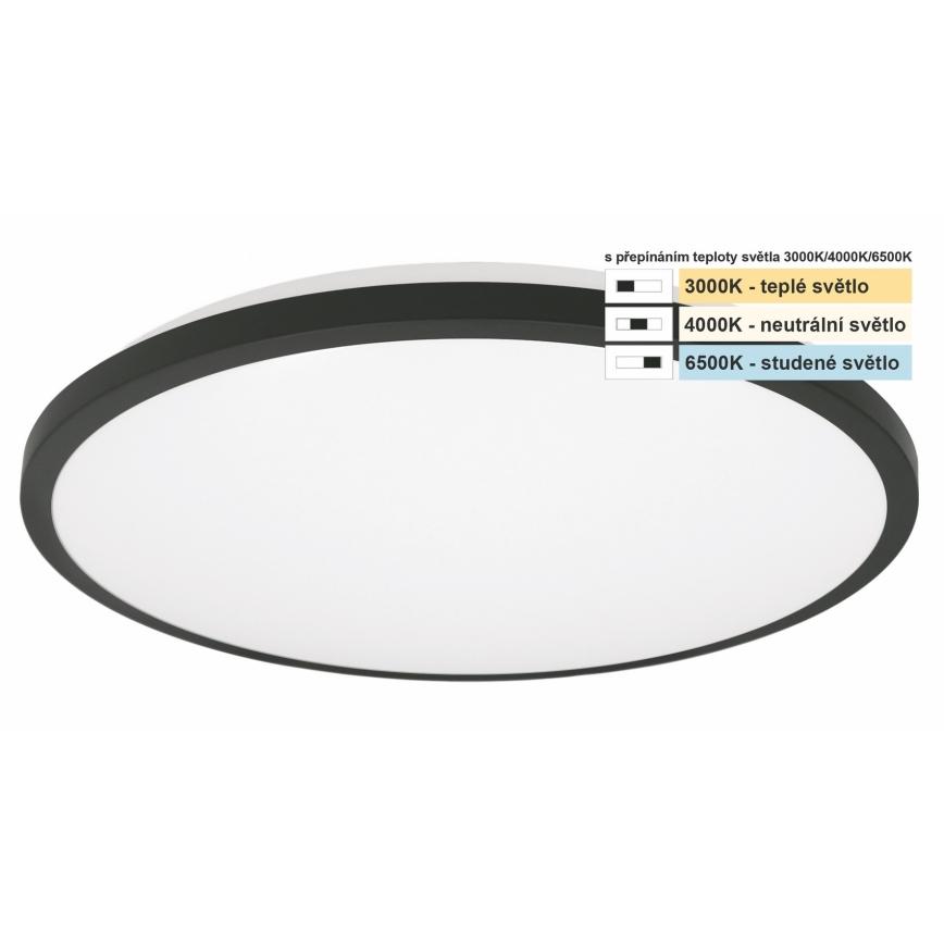 Top Light - LED Koupelnové stropní svítidlo ONYX LED/10W/230V IP44 3000/4000/6500K pr. 29 cm černá