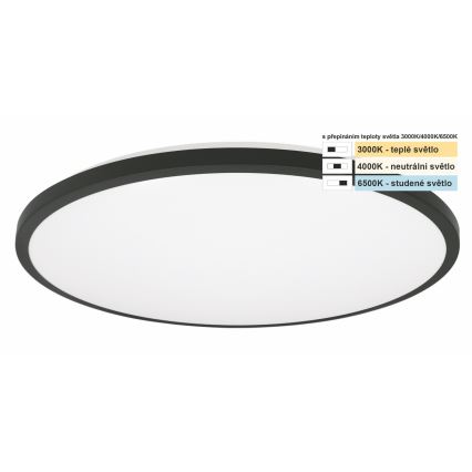 Top Light - LED Koupelnové stropní svítidlo ONYX LED/18W/230V IP44 3000/4000/6500K pr. 34 cm černá