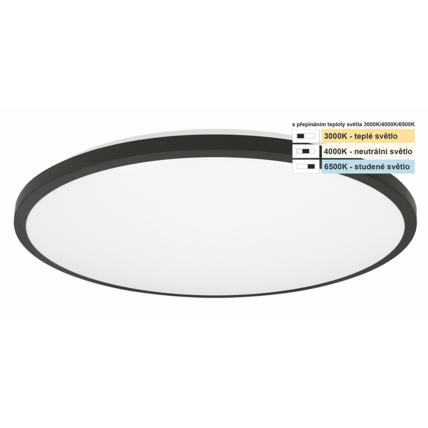 Top Light - LED Koupelnové stropní svítidlo ONYX LED/18W/230V IP44 3000/4000/6500K pr. 34 cm černá