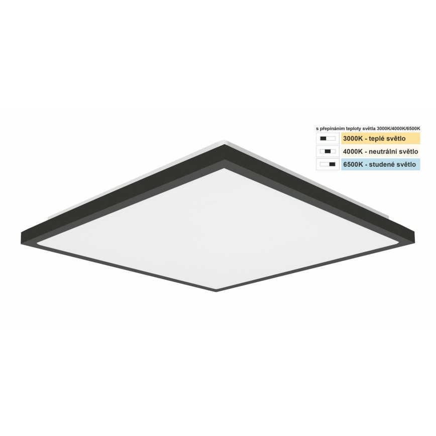 Top Light - LED Koupelnové stropní svítidlo ONYX LED/24W/230V IP44 3000/4000/6500K 38x38 cm černá