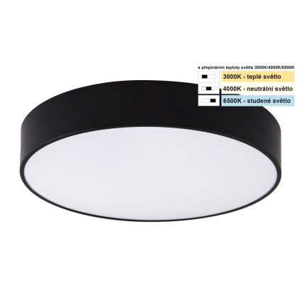 Top Light - LED Koupelnové stropní svítidlo PETAL LED/24W/230V IP44 3000/4000/6500K pr. 35 cm černá