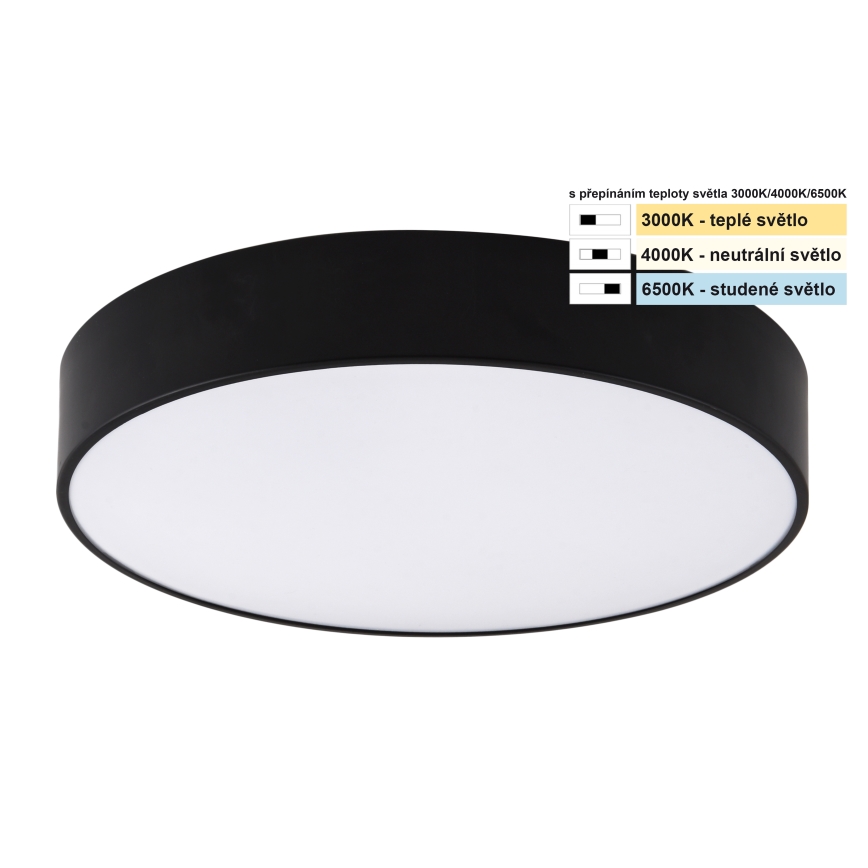Top Light - LED Koupelnové stropní svítidlo PETAL LED/24W/230V IP44 3000/4000/6500K pr. 35 cm černá
