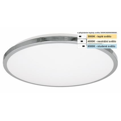 Top Light - LED Koupelnové stropní svítidlo SILVER LED/10W/230V IP44 3000/4000/6500K pr. 29 cm lesklý chrom