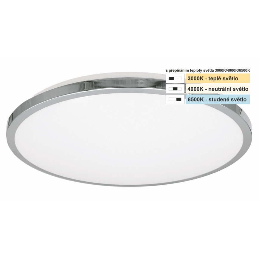 Top Light - LED Koupelnové stropní svítidlo SILVER LED/10W/230V IP44 3000/4000/6500K pr. 29 cm lesklý chrom