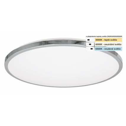 Top Light - LED Koupelnové stropní svítidlo SILVER LED/18W/230V IP44 3000/4000/6500K pr. 34 cm lesklý chrom
