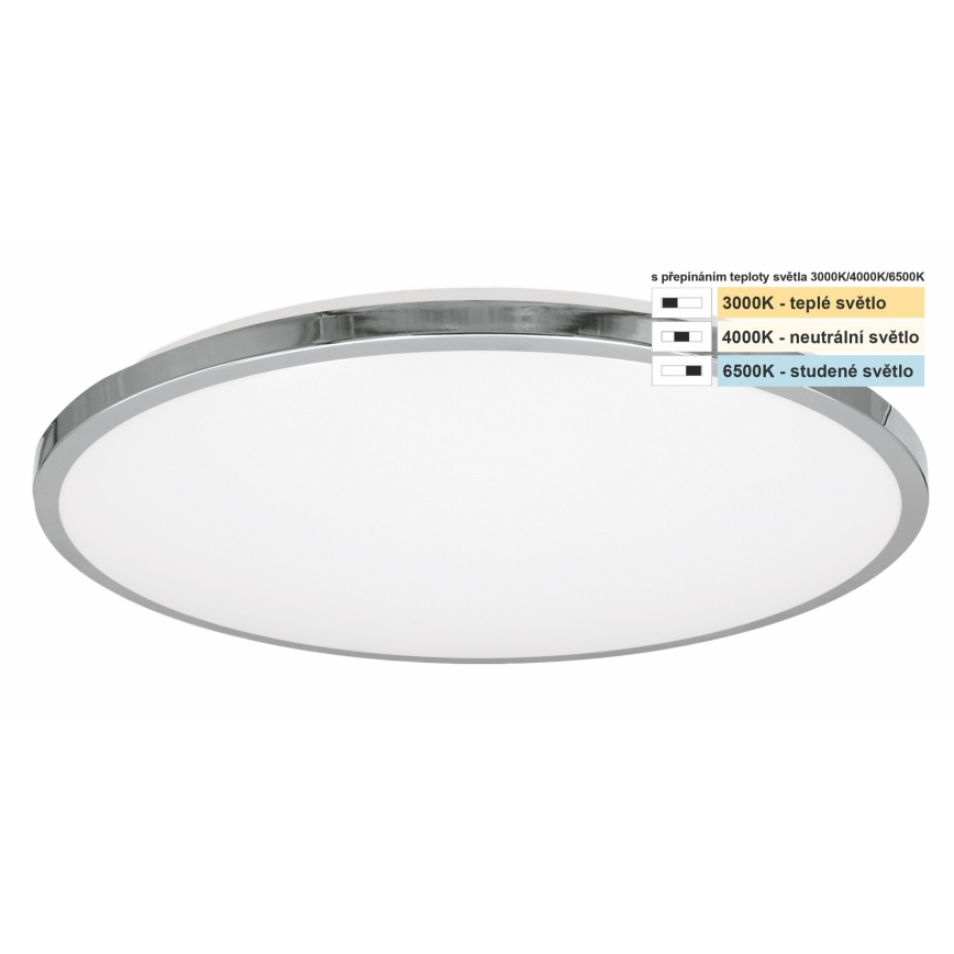 Top Light - LED Koupelnové stropní svítidlo SILVER LED/18W/230V IP44 3000/4000/6500K pr. 34 cm lesklý chrom