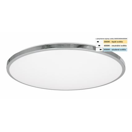 Top Light - LED Koupelnové stropní svítidlo SILVER LED/24W/230V IP44 3000/4000/6500K pr. 39 cm lesklý chrom