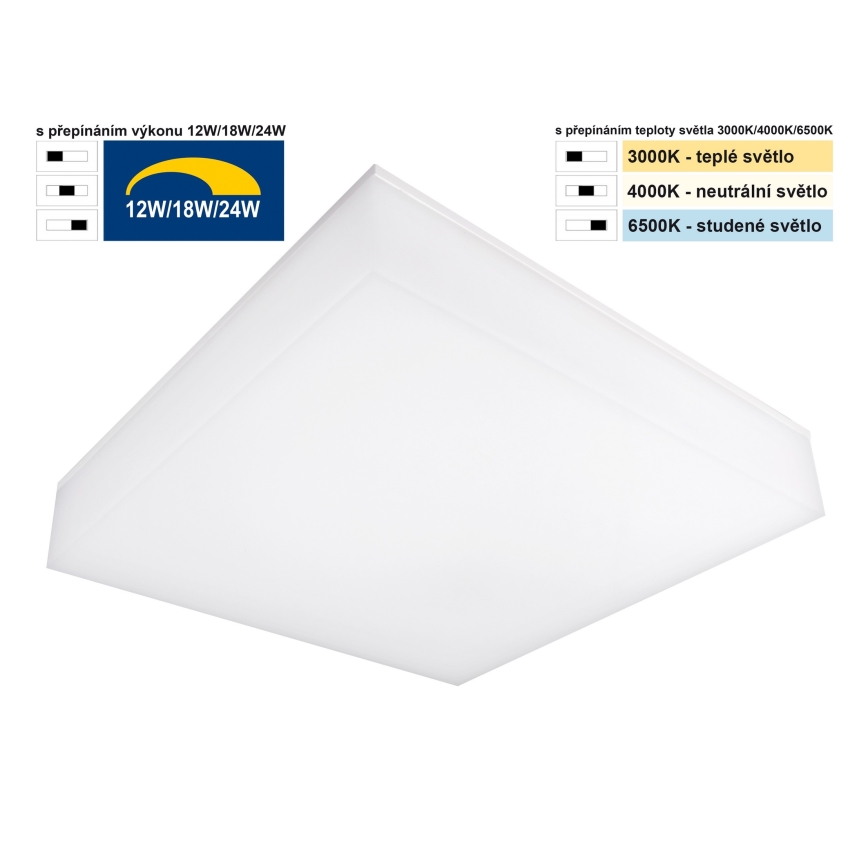 Top Light - LED Stmívatelné stropní nástěnné svítidlo BOXTER LED/12/18/24W/230V IP54 3000/4000/6500K 28x28 cm