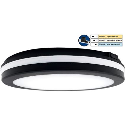 Top Light - LED Koupelnové svítidlo COMET LED/24W/230V 3000/4000/6500K IP54 pr. 30 cm černá