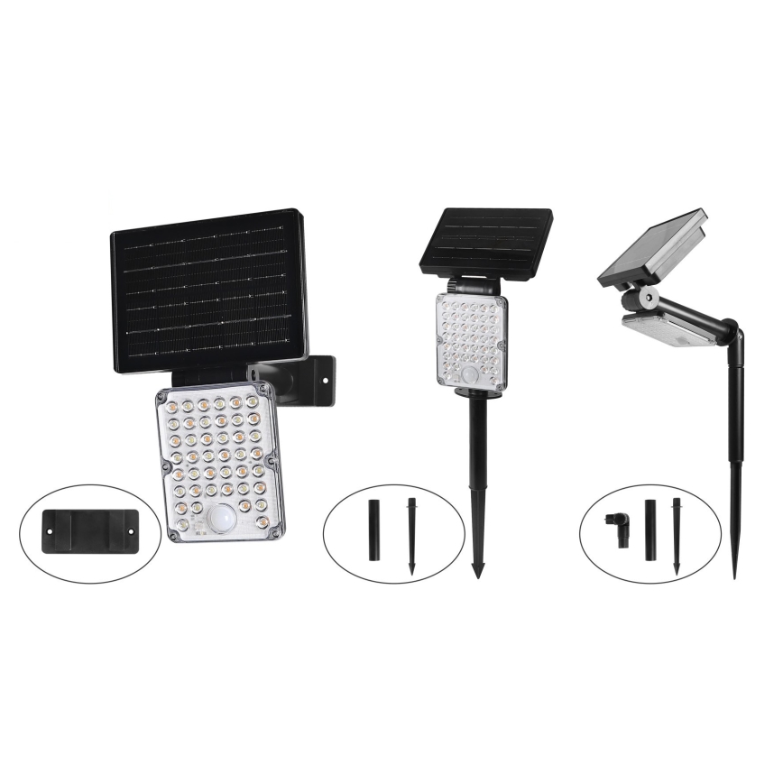 Top Light - LED Solární svítidlo se senzorem 3v1 ZENITH LED/10W/3,7V 3000/4000/6500K IP54 2400 mAh