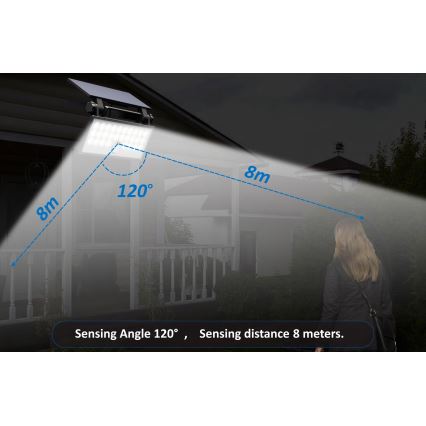 Top Light - LED Solární nástěnný reflektor se senzorem HELEON PRO LED/8W/3,7V IP65 4000K 2600 mAh