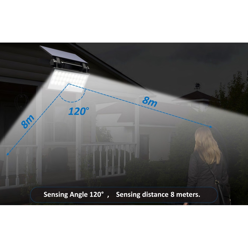 Top Light - LED Solární nástěnný reflektor se senzorem HELEON PRO LED/8W/3,7V IP65 4000K 2600 mAh
