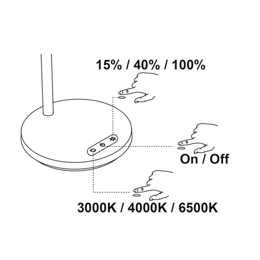 Top Light - LED Stmívatelná dotyková stolní lampa BELLA LED/4,8W/5V 3000/4000/6500K černá