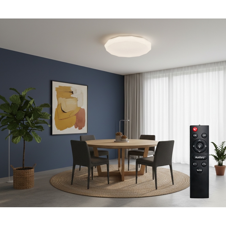 Top Light - LED Stmívatelné koupelnové stropní svítidlo SPARKLE LED/60W/230V 3000-6500K IP44 pr. 49 cm bílá + dálkové ovládání