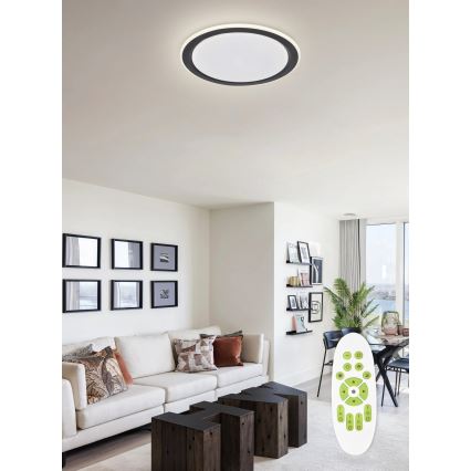 Top Light - LED Stmívatelné stropní svítidlo NORMAN LED/60W/230V pr. 49 cm černá + dálkové ovládání