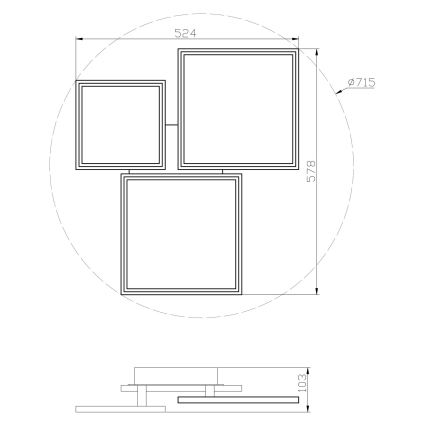 Top Light - LED Stmívatelný přisazený lustr MERKUR LED/50W/230V 3000-6500K bílá + dálkové ovládání