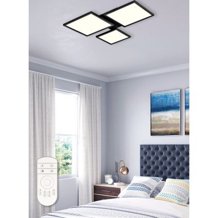 Top Light - LED Stmívatelný přisazený lustr MERKUR LED/50W/230V 3000-6500K černá + dálkové ovládání