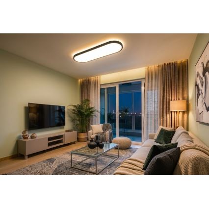 Top Light - LED Stmívatelné stropní přisazené závěsné svítidlo OVAL LED/36W/230V 3000-6500K černá + dálkové ovládání