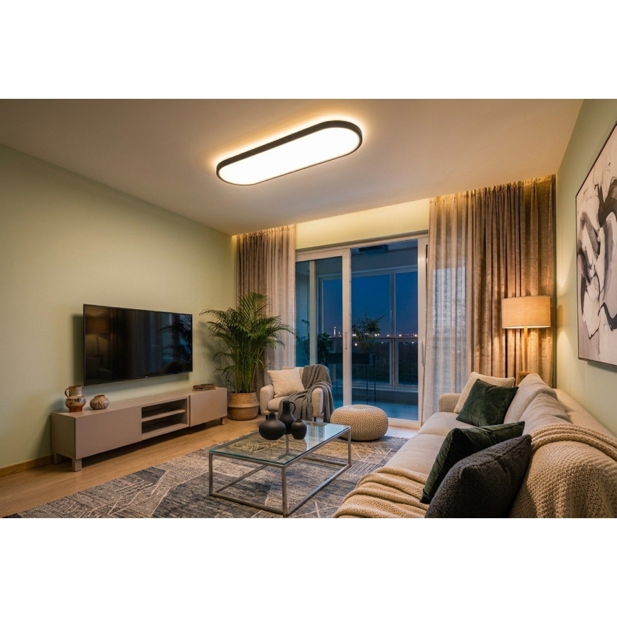 Top Light - LED Stmívatelné stropní přisazené závěsné svítidlo OVAL LED/36W/230V 3000-6500K černá + dálkové ovládání