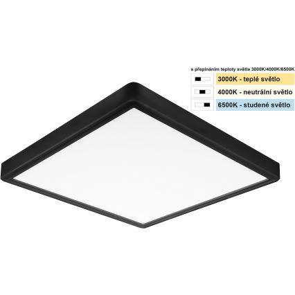 Top Light - LED Stropní svítidlo REVIT LED/24W/230V 3000/4000/6500K 30x30 cm černá