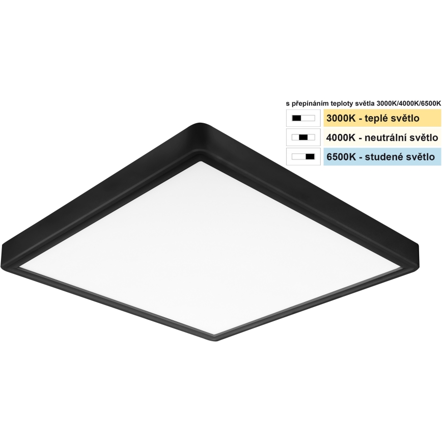 Top Light - LED Stropní svítidlo REVIT LED/24W/230V 3000/4000/6500K 30x30 cm černá