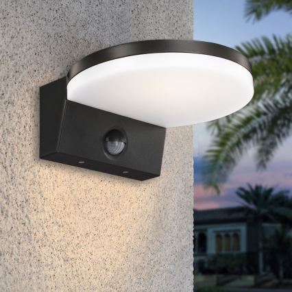 Top Light - LED Venkovní nástěnné svítidlo se senzorem NOVARA LED/15W/230V IP65 černá