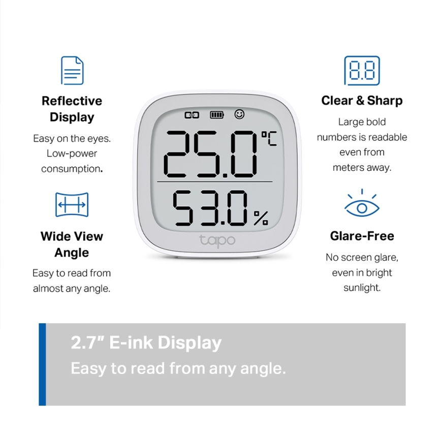 TP-Link - Chytrý monitor pro měření teploty a vlhkosti 2xAAA