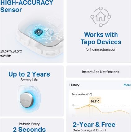 TP-Link - Chytrý senzor pro měření teploty a vlhkosti 1xCR2450