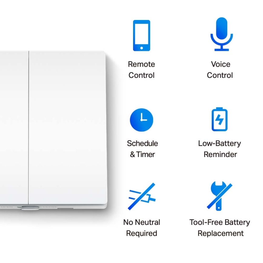 TP-Link - Chytrý světelný vypínač dvoutlačítkový 2xAAA Wi-Fi