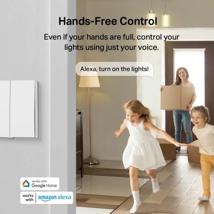 TP-Link - Chytrý světelný vypínač dvoutlačítkový 2xAAA Wi-Fi