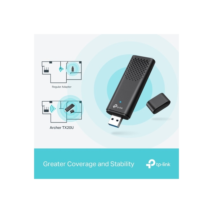 TP-Link - Dvoupásmový bezdrátový USB adaptér s Wi-Fi 6 Archer TX20U