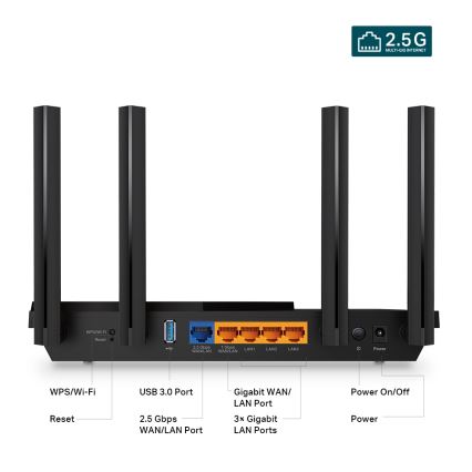 TP-Link - Dvoupásmový multigigabitový Wi-Fi 6 router s 2,5G portem