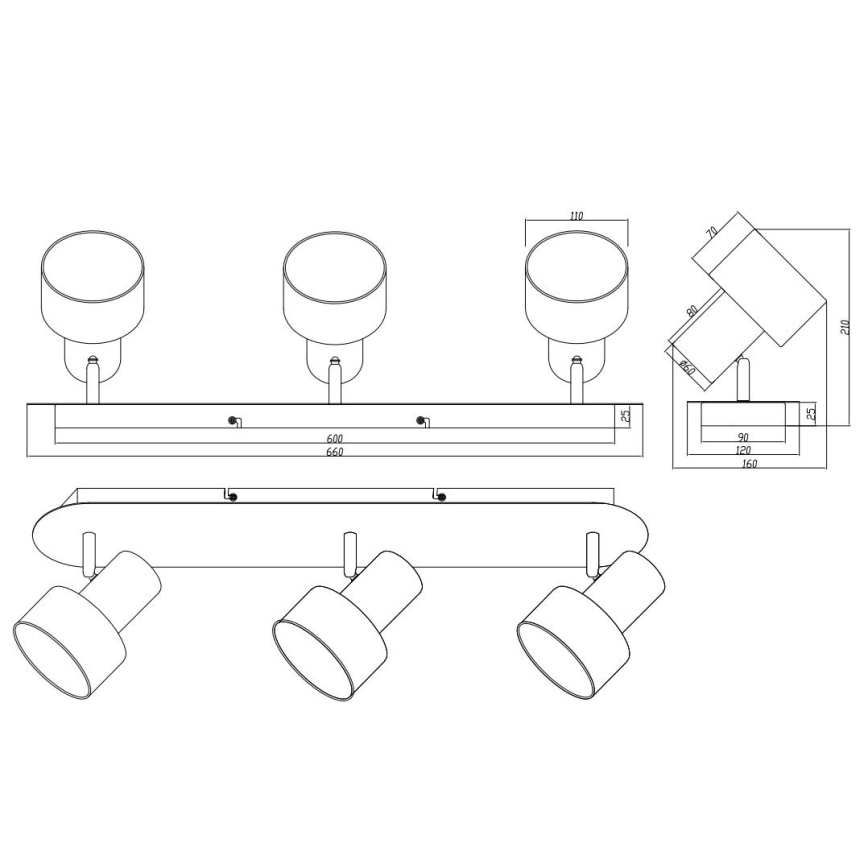 Trio - Bodové svítidlo WAILER 3xGU10/5W/230V černá
