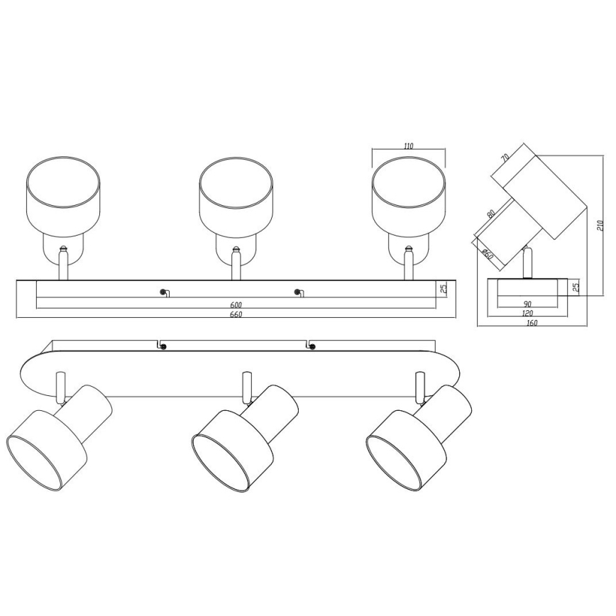 Trio - Bodové svítidlo WAILER 3xGU10/5W/230V matný chrom