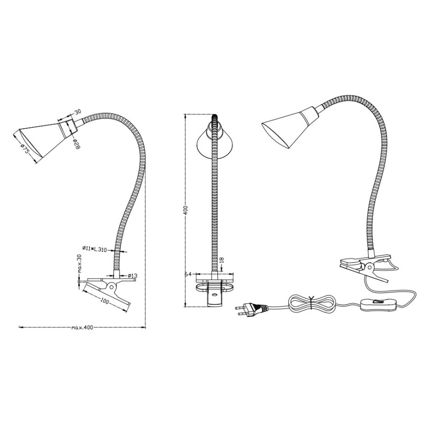 Trio - LED Lampa s klipem PRETO LED/4,1W/230V